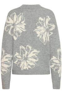Flower Print Jumper - Grey - B.Young