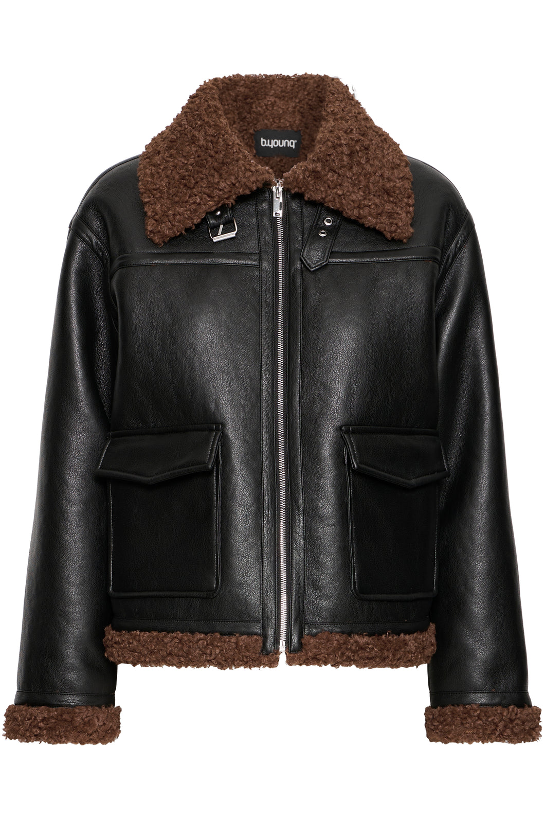 Leather Jacket with Teddy Collar - Fransa