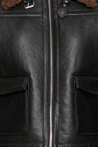 Leather Jacket with Teddy Collar - Fransa