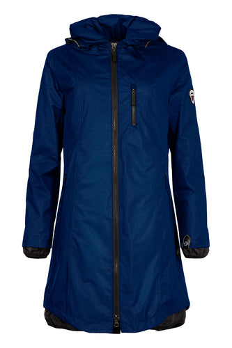 1730- Navy/Blue Waterproof Hooded Rain Coat- Normann (63)