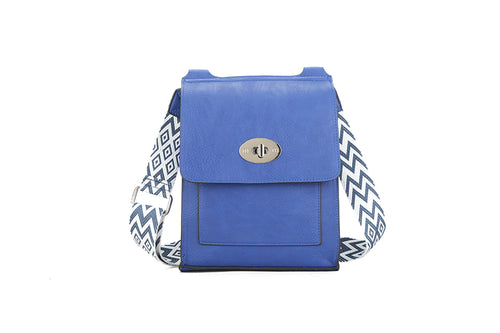 21600- Crossbody Bag with Fabric Strap - Royal Blue