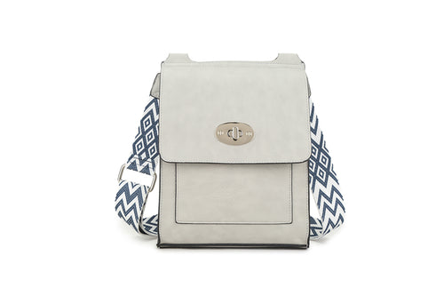 21600- Crossbody Bag with Fabric Strap - Grey