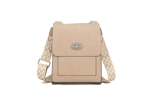 21600- Crossbody Bag with Fabric Strap - Khaki