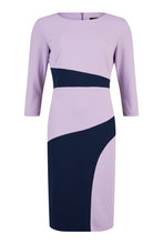 Load image into Gallery viewer, 78684- Navy &amp; Lilac Panel Dress - Tia