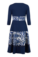 Load image into Gallery viewer, 78863- Navy/Beige Swing Dress- Tia