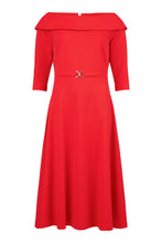 Load image into Gallery viewer, 78599- Boat Neckline Flared Skirt Dress- Tia