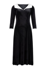 Load image into Gallery viewer, 78870- Black Velvet Dress with Contrast Collar- Tia