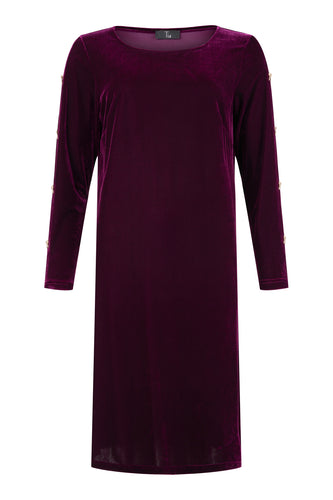 78873- Wine Velvet Shift Dress- Tia