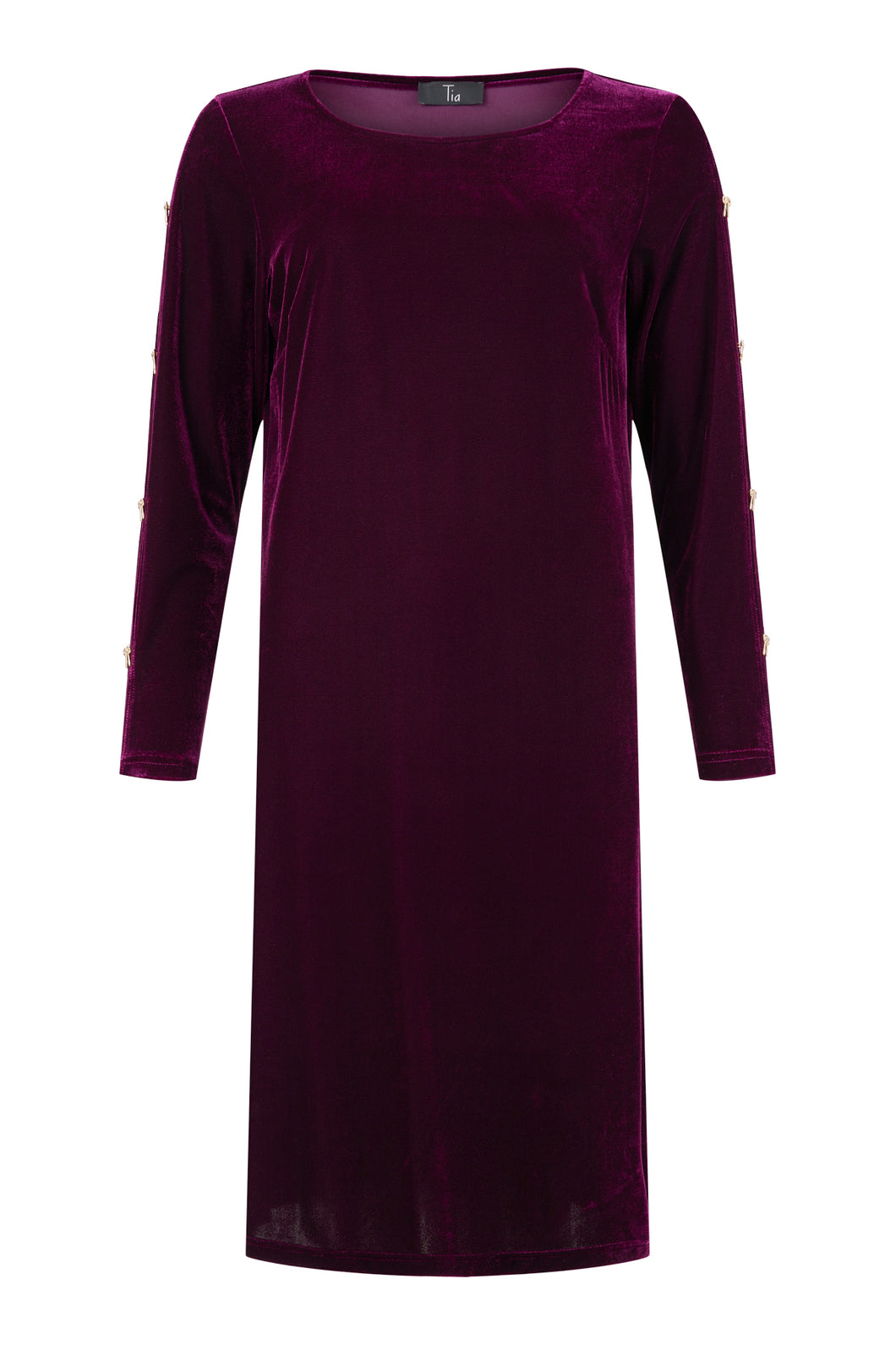 78873- Wine Velvet Shift Dress- Tia