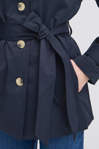 5658 - Trina Belted Trench Coat- Navy- Fransa