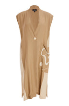 Load image into Gallery viewer, Biscuit Long Line Crinkle Waistcoat With Contrast Side And Print Pocket - Ora