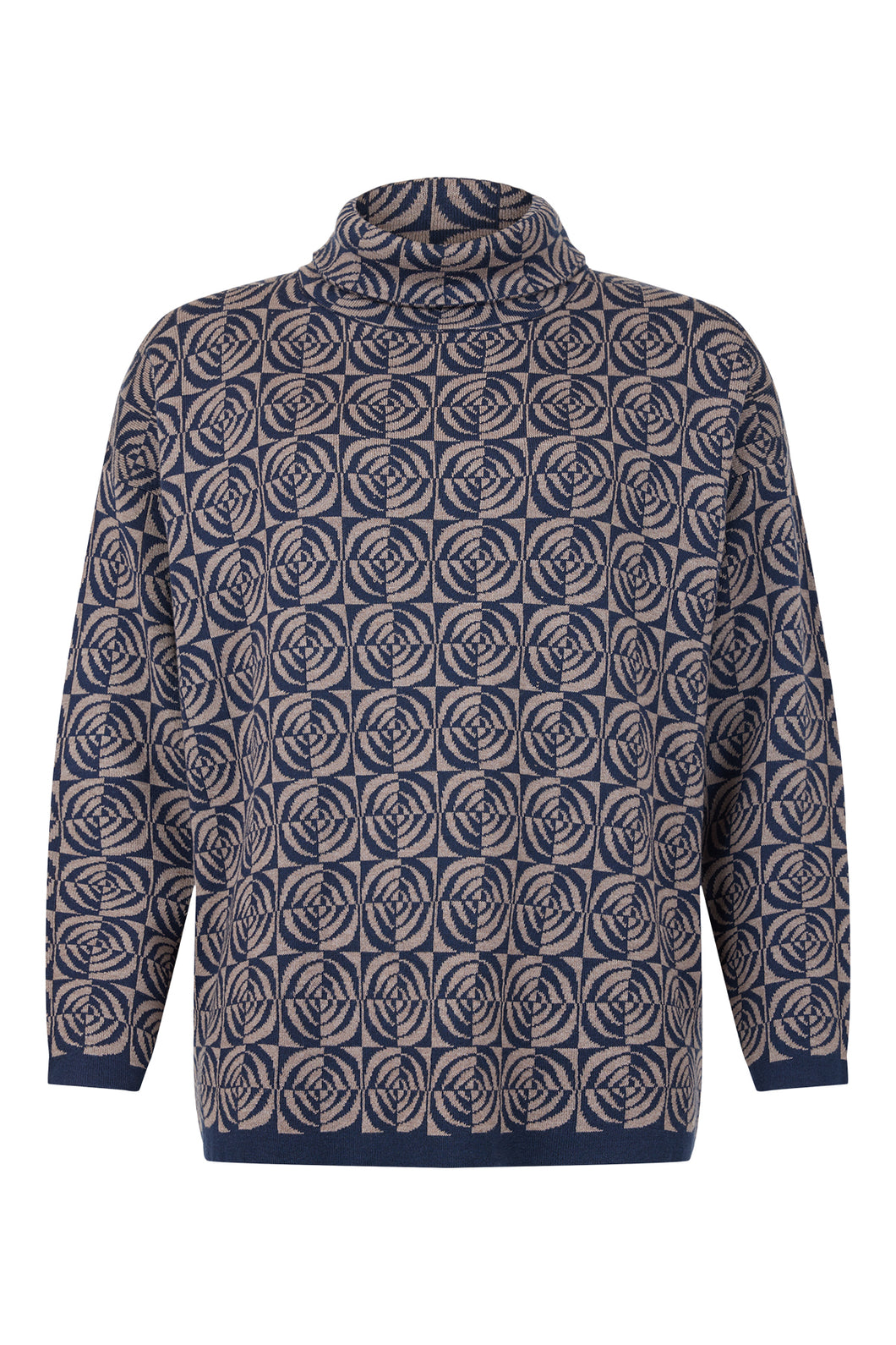 Grey Printed Pullover with High Neck - Sunday