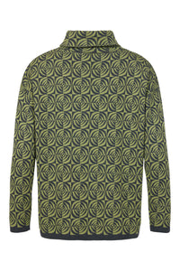 Green Printed Pullover with High Neck - Sunday