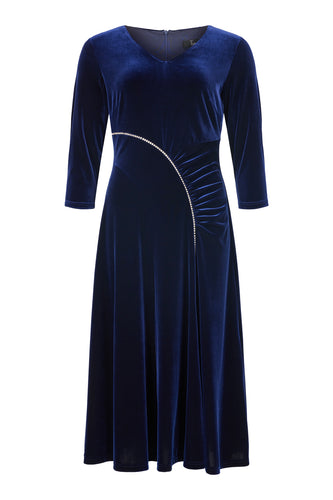 Velvet Dress with Rhinestone Detail - Tia