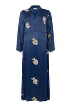 Load image into Gallery viewer, Navy Satin Floral Dress - Noen