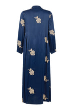 Load image into Gallery viewer, Navy Satin Floral Dress - Noen