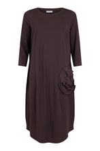Load image into Gallery viewer, Jersey Dress with Floral Detail - Dark Brown - Noen