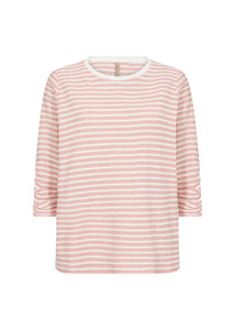 26898 - Striped Long-Sleeve Top - Peach - Soya Concept