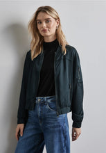 Load image into Gallery viewer, 212259- Satin Bomber Jacket- Hunter Green- Street One