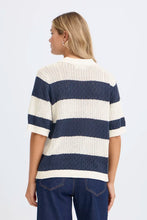 Load image into Gallery viewer, Navy&amp;White Short Sleeve Pullover - Fransa