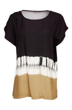 Load image into Gallery viewer, Black&amp;Tan border print tie dye round neck top - Naya