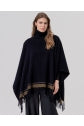 Load image into Gallery viewer, Black Knit Poncho with High Collar - Surkana