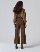 Load image into Gallery viewer, Khaki Wide Pants with Waist Button- Surkana