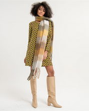 Load image into Gallery viewer, YICU731- Check Print Scarves with Fringes- Beige- Surkana