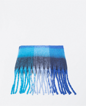 Load image into Gallery viewer, YICU731- Check Print Scarves with Fringes- Blue- Surkana