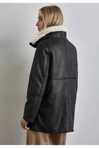 201979- Sheepskin Style Black Jacket - Street One