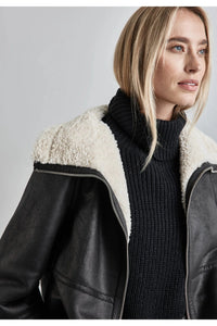 201979- Sheepskin Style Black Jacket - Street One