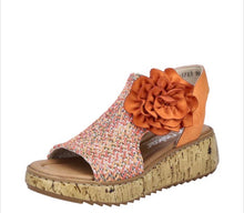 Load image into Gallery viewer, Coral/Orange Sandal with Flower Detail  - Rieker