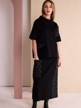 Load image into Gallery viewer, Black &amp; Grey High Neck Top With Jacquard Spot Panels And Pocket Detail- Naya