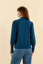 Load image into Gallery viewer, 1619 -  Viscose Sweater with Button Detail- Petrol Blue - Molly Bracken