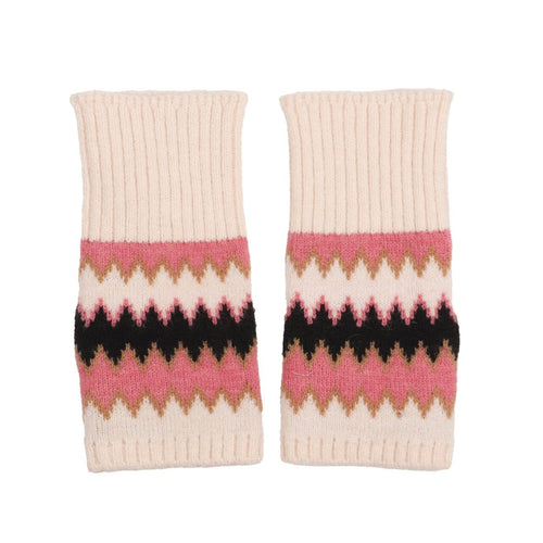 4004816 - Zig Zag Fingerless Gloves - Pink - Zelly