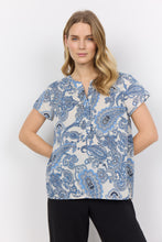 Load image into Gallery viewer, 40547-  Blue and White Soft Paisley Blouse - Soya Concept