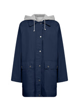Load image into Gallery viewer, Navy Coat With Inset Hood - Soya Concept
