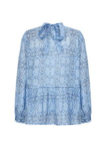 41005 - Bow detail Blouse - Blue - Soya Concept