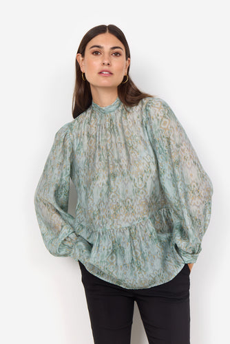 41005 - Bow detail Blouse - Green - Soya Concept