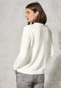 303033- Vanilla White Featheryarn Roundneck Jumper - Cecil