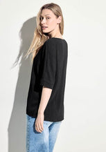 Load image into Gallery viewer, 344735- Black Seersucker Blouse - Cecil
