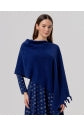 Load image into Gallery viewer, Blue Knit Poncho with Fringe - Surkana