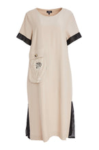 Load image into Gallery viewer, Black&amp;Stone Round Neck Dress With Print Pocket And Mesh Cuff - Ora