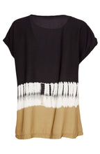 Load image into Gallery viewer, Black&amp;Tan border print tie dye round neck top - Naya