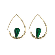 Load image into Gallery viewer, Gia Malachite Aventurine Hoops- Knight &amp; Day Jewellery