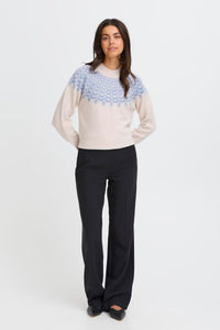 Sky Blue Print Sweater - Fransa