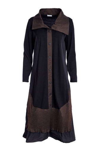 Long Sleeve Dress with Stripped Collar & Hem - Naya