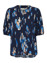 Load image into Gallery viewer, 3486 - Navy Print, Short Sleeve, Top- Fransa