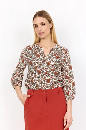 Red Printed Blouse - Soya Concept