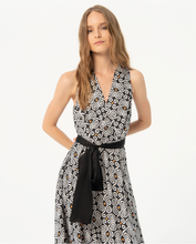 Load image into Gallery viewer, 724- Sleeveless V Neck Belted Dress- Black- Surkana